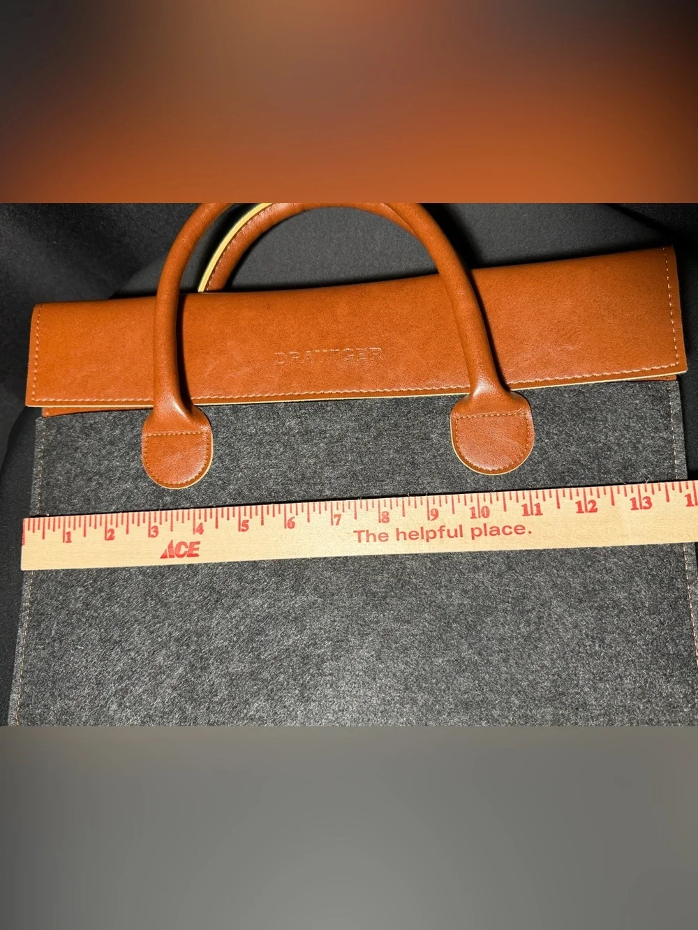 NWOT Drawiger Wool Leather Laptop Sleeve Briefcase 15” MacBook Gray